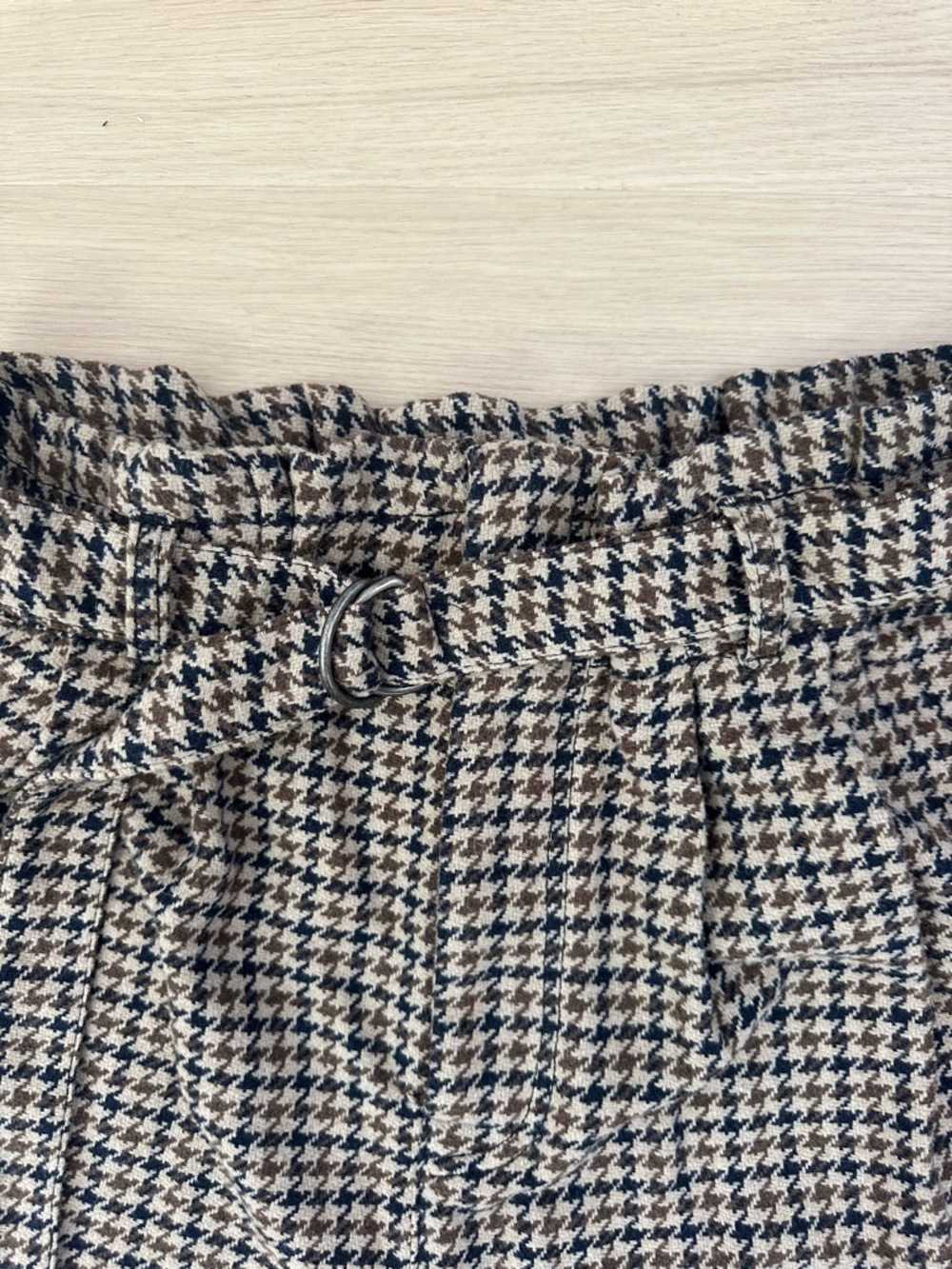 Free People Houndstooth High-Waist Paperbag Pants - Black & Cream - Picture 2 of 3